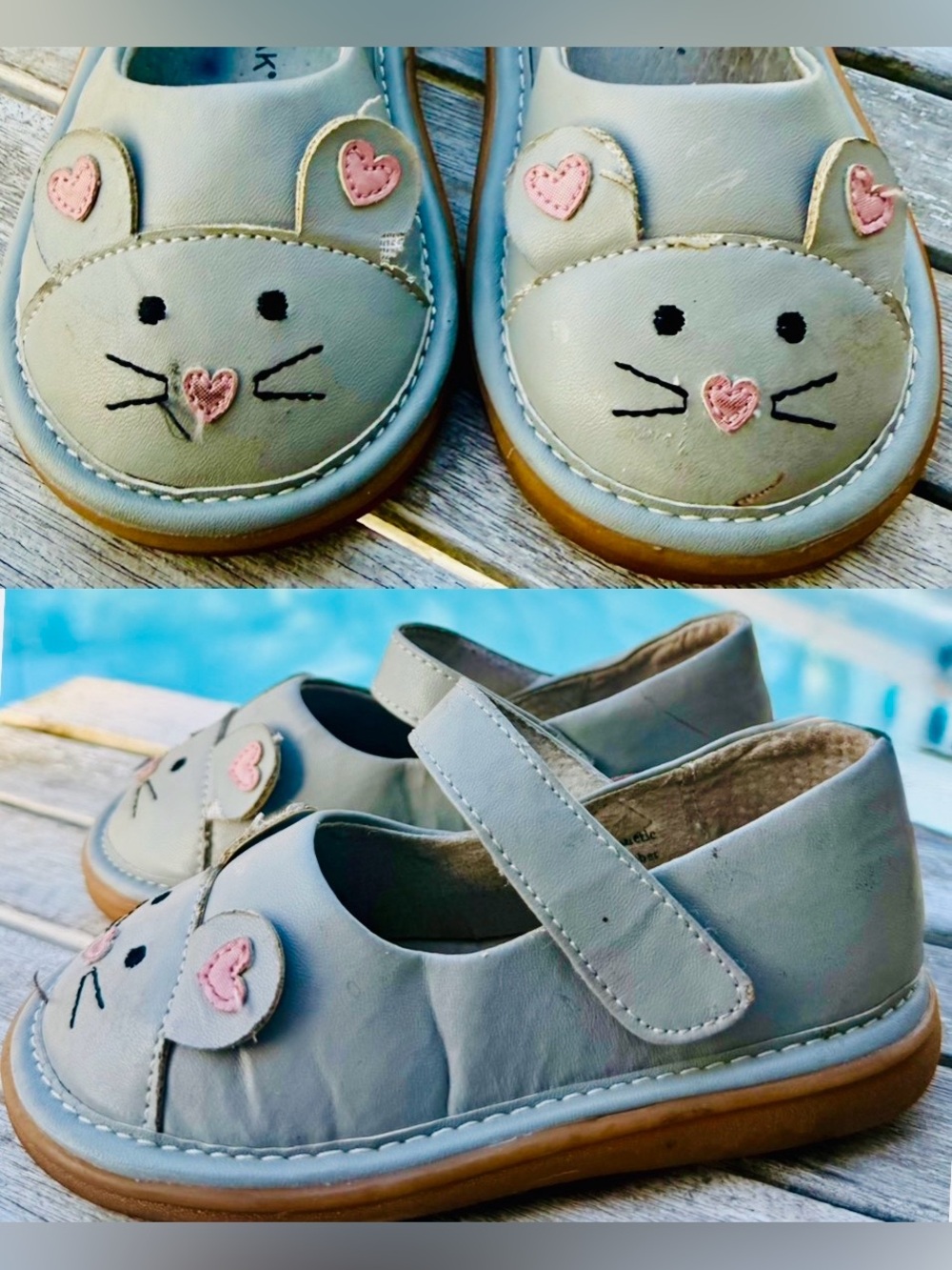 WEE SQUEAK TODDLER SQUEAKY MARY JANE SHOES MOUSE SIZE 9 (3-3.5yrs.)